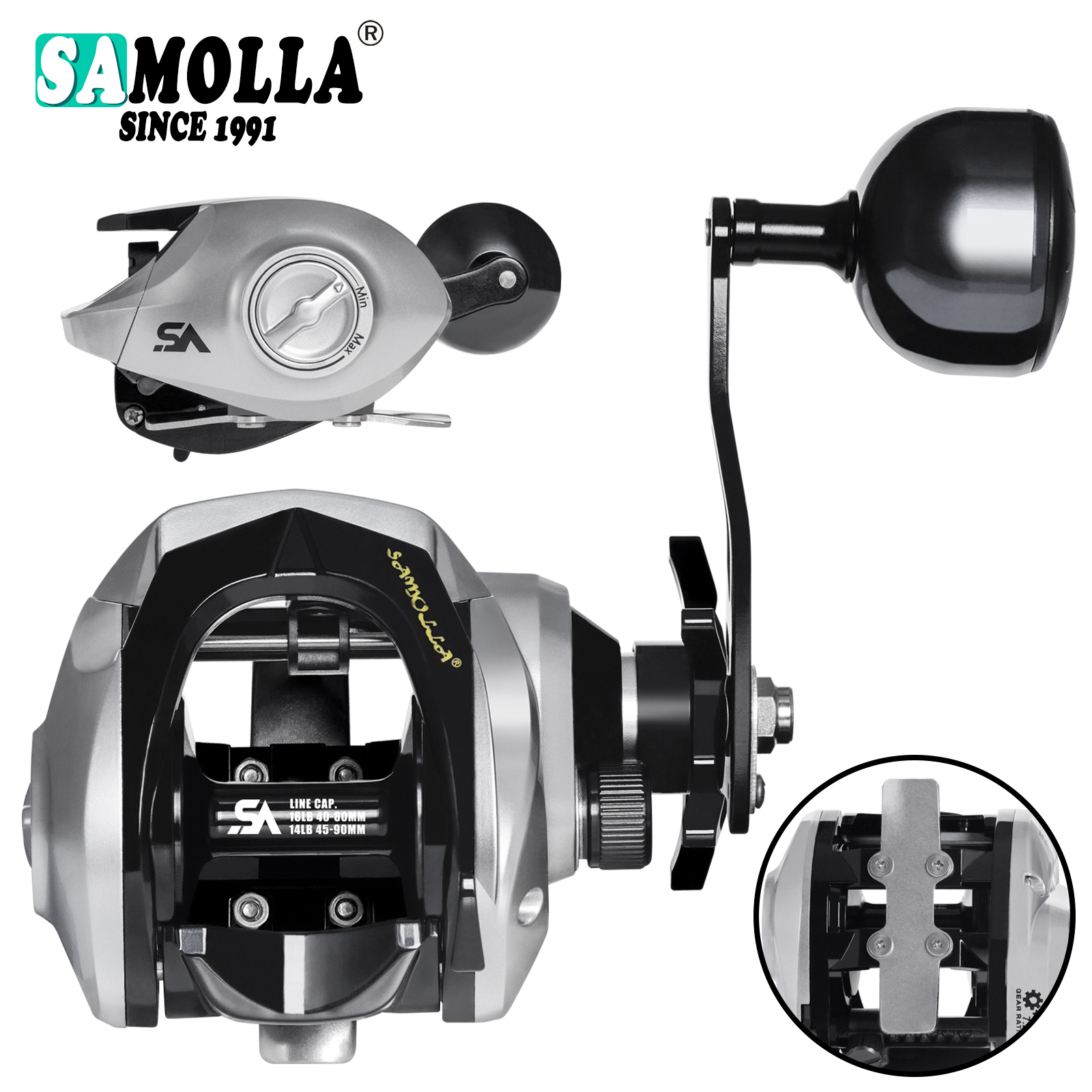 Trolling Reel - SAMOLLA Large New Baitcasting Fishing Reel