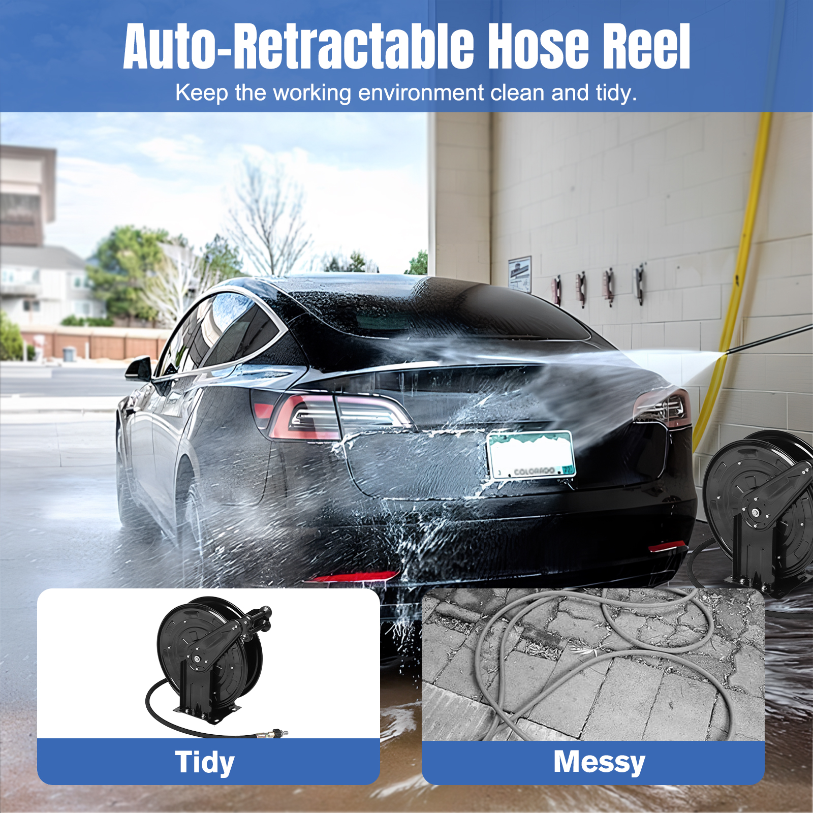 Washer Hose Reel Auto Rewind P - مراجعة Reel Oil وسعره