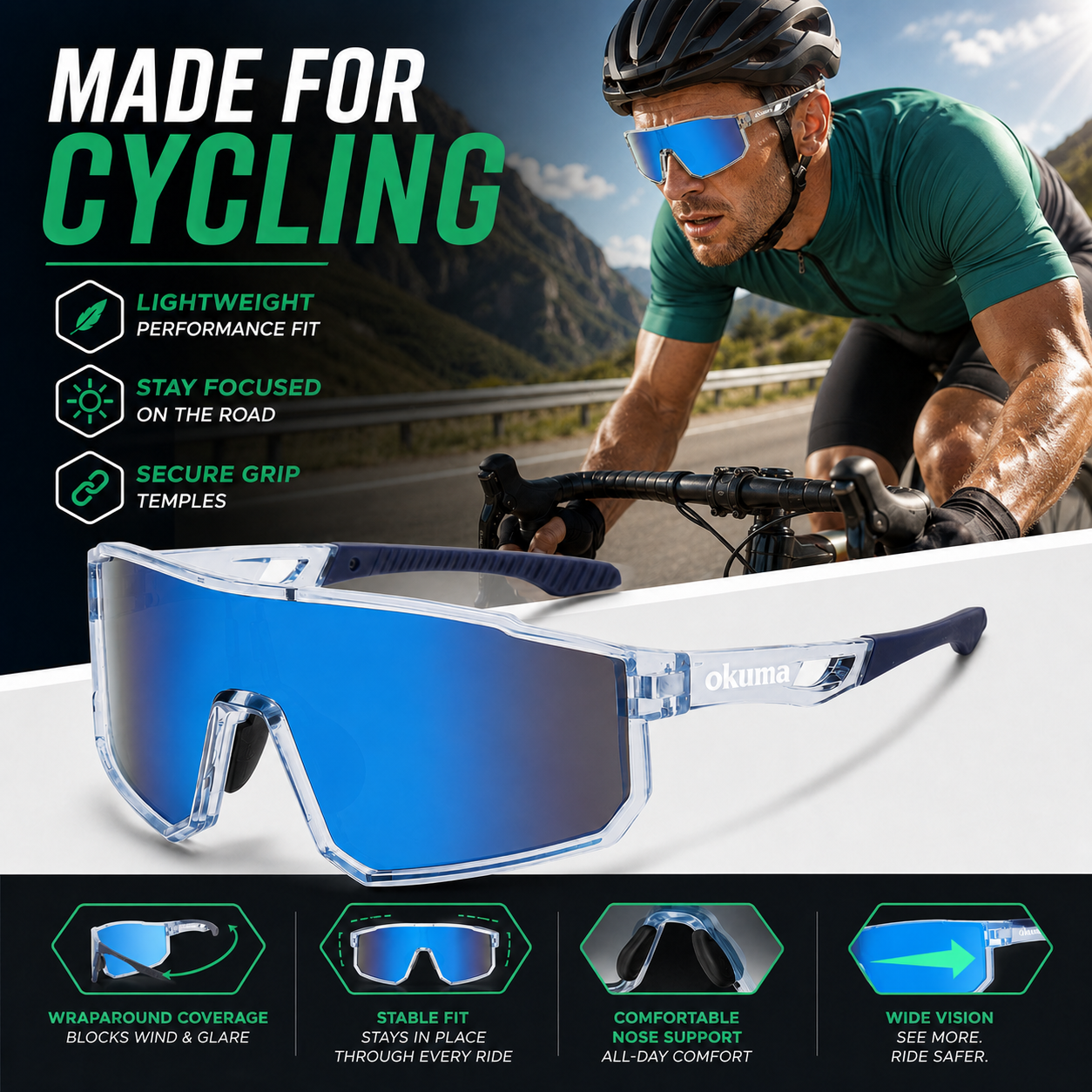 OKUMA UV400 Sports Eyewear Men - مراجعة Surf Reel وسعره